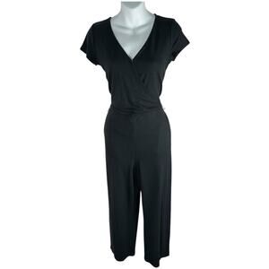Hollister Surplice Wrap Black Kit Midi Midi Romper Jumpsuit Size Medium Pockets